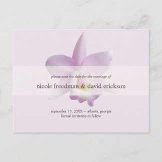 Carte Postale Faire-part Mariage moderne rose orchidée sauver la date