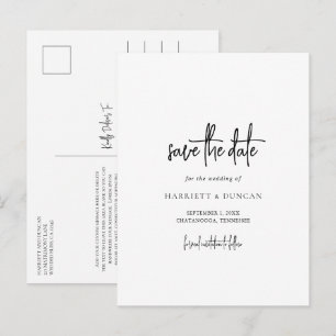 Carte Postale Faire-part Mariage Noir et Blanc Intemporel Enregistrer la Da