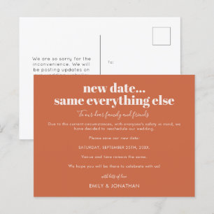 Carte Postale Faire-part Mariage Nouvelle Date Même Tout Le Reste Terracott