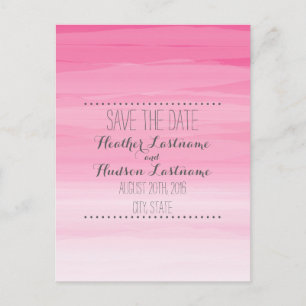 Carte Postale Faire-part Mariage Ombré Rose Chaud Enregistrer La Date