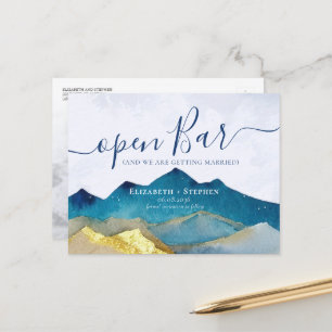 Carte Postale Faire-part Mariage Open Bar Gold Mountain Photo Enregistrer l