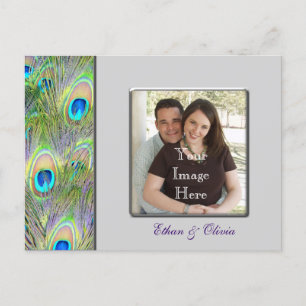 Carte Postale Faire-part Mariage Paon Enregistrer La Date