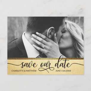 Carte Postale Faire-part Mariage Parties scintillant or moderne SAUVER NOTR