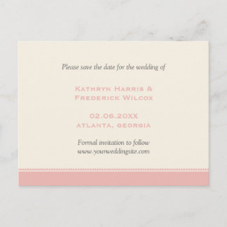 Carte Postale Faire-part Mariage personnalisé de bordure rose enregistrer l