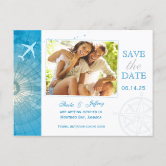 Carte Postale Faire-part Mariage photo de destination moderne Sauvez la dat