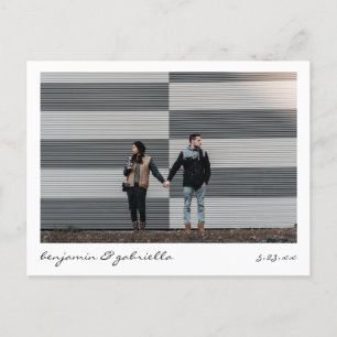 Carte Postale Faire-part Mariage Photo de Lettre Moderne Minimaliste