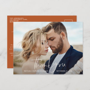 Carte Postale Faire-part Mariage photo de script merci moderne minimchic