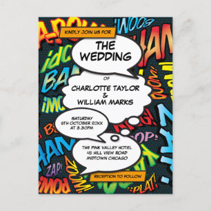 Carte Postale Faire-part Mariage photo moderne de B.D. Book Pop Art