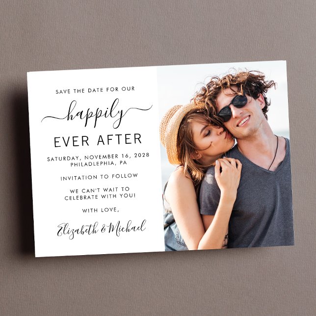 Carte Postale Faire-part Mariage photo moderne Enregistrer la date (Créateur téléchargé)
