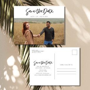 Carte Postale Faire-part Mariage photo moderne simple Enregistrer la date