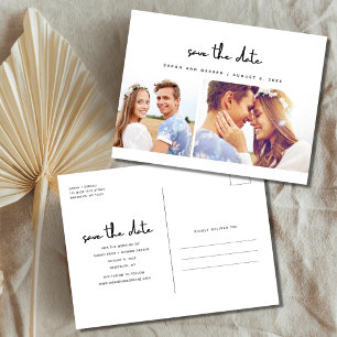 Carte Postale Faire-part Mariage photo moderne simple Enregistrer la date