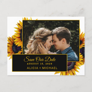 Carte Postale Faire-part Mariage photo moderne tournesol rustique enregistr