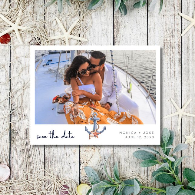 Carte Postale Faire-part Mariage photo nautique Enregistrer la date (Nautical Photo Wedding Save the Date)