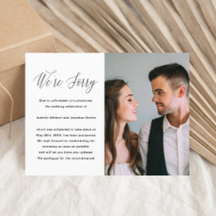 Carte Postale Faire-part Mariage photo noir et blanc simple Postponction