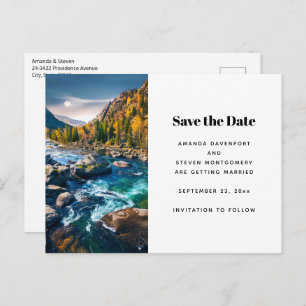 Carte Postale Faire-part Mariage photo Pittoresque Rivière et Montagnes