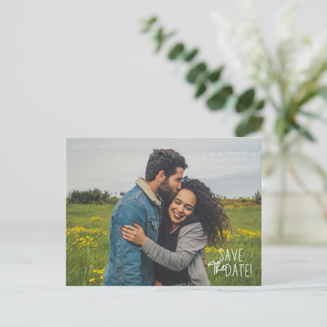 Carte Postale Faire-part Mariage photo simple Enregistrer la date (Debout devant)