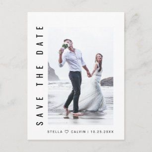 Carte Postale Faire-part Mariage photo simple et moderne Sauvez la date