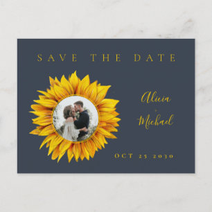 Carte Postale Faire-part Mariage photo tournesol rustique enregistrer la da