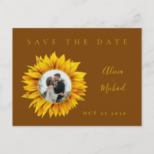 Carte Postale Faire-part Mariage photo tournesol rustique enregistrer la da