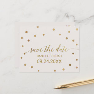 Carte Postale Faire-part Mariage Pois d'or Enregistrer la date