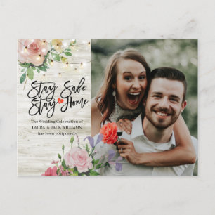 Carte Postale Faire-part Mariage Postponction Restez à la maison et restez 