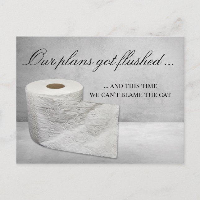 Carte Postale Faire-part Mariage Reporté Drôle Chat Change la Date (Devant)