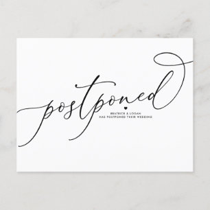 Carte Postale Faire-part Mariage reporté écriture fantaisiste noire