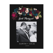 Mariage romantique aux fleurs noires, bordeaux et