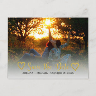 Carte Postale Faire-part Mariage romantique moderne or save the date
