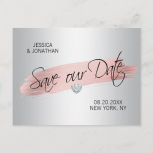 Carte Postale Faire-part Mariage Rose d'or d'argent SAUVER NOTRE DATE