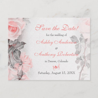 Carte Postale Faire-part Mariage rose Primose Enregistrer la date