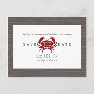 Carte Postale Faire-part Mariage Rustique De Crabe Enregistrer La Date