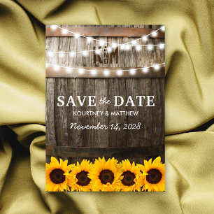 Carte Postale Faire-part Mariage rustique de tournesol Enregistrer la date