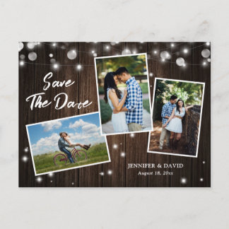 Carte Postale Faire-part Mariage Rustique En Bois Enregistrer La Date Photo