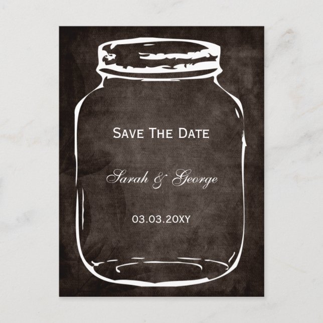 Carte Postale Faire-part mariage rustique mason jar enregistrer la date (Devant)