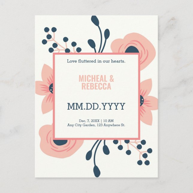 Carte Postale Faire-part Mariage rustique moderne (Devant)