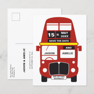 Carte Postale Faire-part Mariage Sauvez la date Bus de Londres