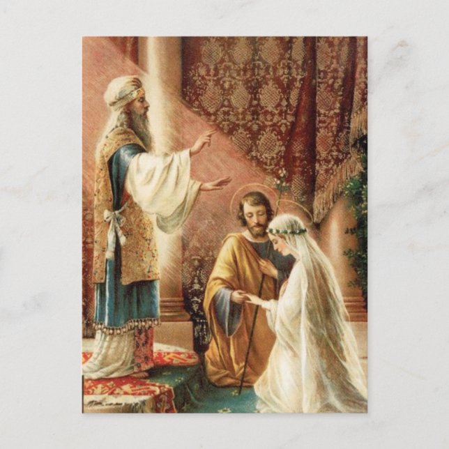 Carte Postale Faire-part Mariage SAVE THE DATE catholique traditionnel (Devant)