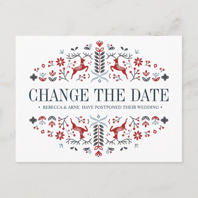 Carte Postale Faire-part Mariage scandinave MODIFIER LA DATE POSTPONEMENT (Devant)