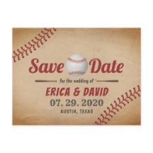 Mariage Sportif de Baseball Vintage Save the Date