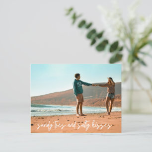 Carte Postale Faire-part Mariage sur la plage Budget photo moderne Économis