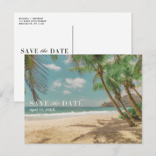 Carte Postale Faire-part Mariage sur la Plage de Destination Tropicale Enre