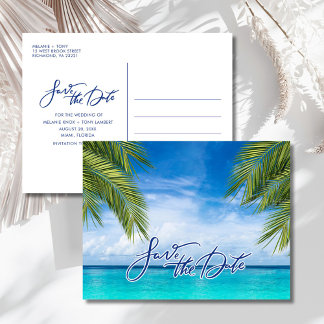 Carte Postale Faire-part Mariage sur la plage de Floride, Enregistrez la da