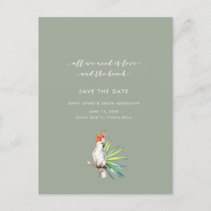 Carte Postale Faire-part Mariage sur la plage de perroquet tropical Enregis