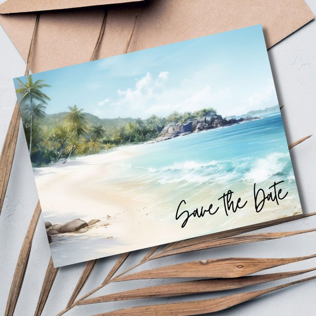 Carte Postale Faire-part Mariage sur la Plage Enregistrer la Date (Beach Wedding Save The Date)