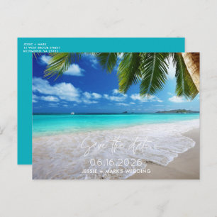 Carte Postale Faire-part Mariage sur la plage tropicale Sauvegarder la date