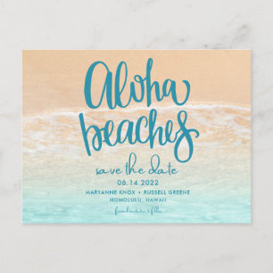 Carte Postale Faire-part Mariage sur les plages d'Hawaii Aloha Enregistrer