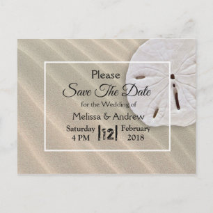 Carte Postale Faire-part Mariage Thème Dollar de Sable de Plage Enregistrer