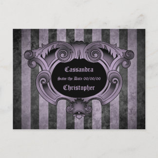 Carte Postale Faire-part Mariage thème gothique noir et violet enregistrer