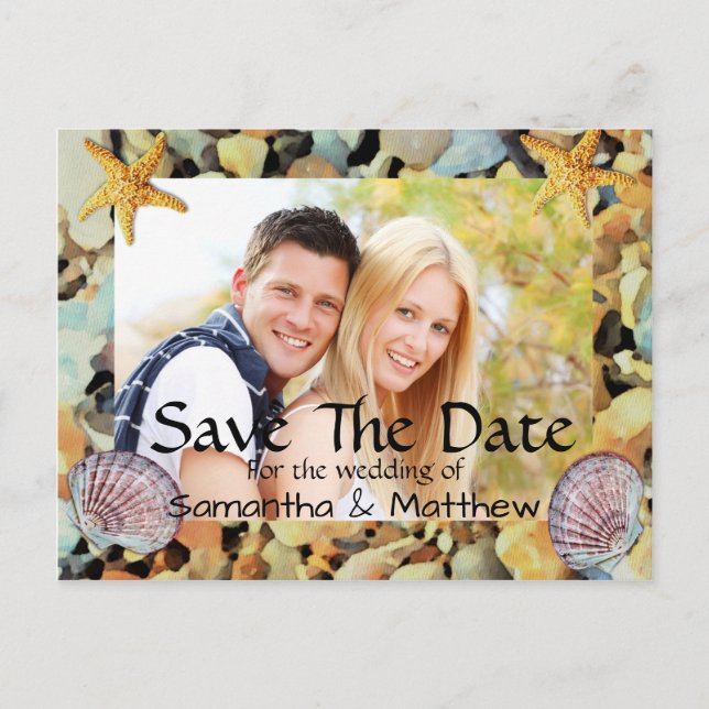Carte Postale Faire-part Mariage Thème Plage Save The Date (Devant)